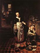 MAES, Nicolaes, Interior with a Sleeping Maid and Her Mistress